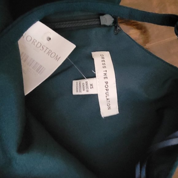 Dress The Population Alondra Dress Pencil Blouson Pine Women's XS MSRP $149 - Picture 6 of 9